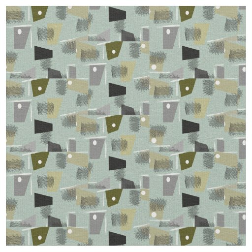 Mid-Century Modern Green Rectangles Fabric