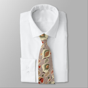 Mid Century Modern Green Red Leaf Abstract Tie