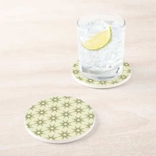 Mid-Century Modern Green Starburst Pattern Coaster