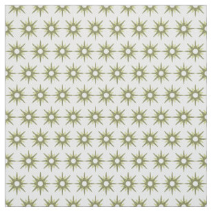 Mid Century Modern Green Starburst Pattern Fabric
