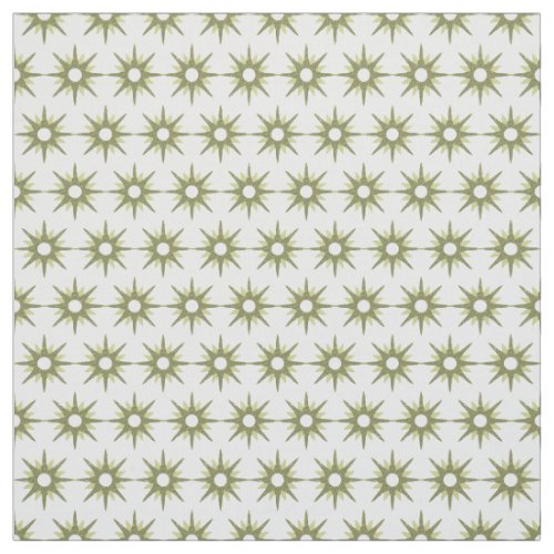 Mid Century Modern Green Starburst Pattern Fabric