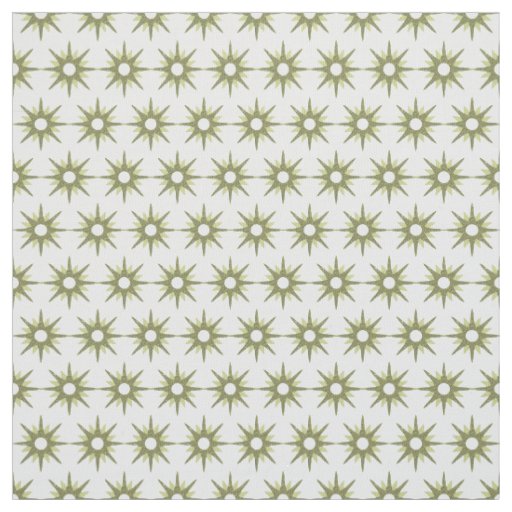 Mid Century Modern Green Starburst Pattern Fabric