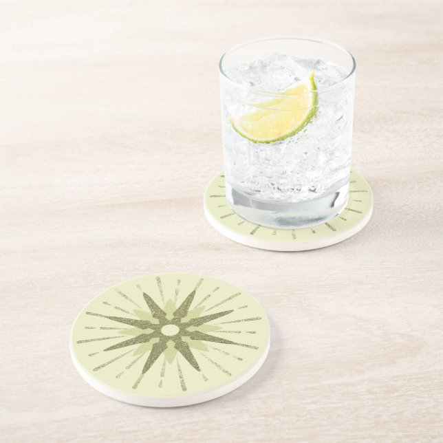 Mid-Century Modern Green Starburst Round Coaster (Side)