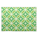 Mid Century Modern Green Starbursts on circles  Cloth Placemat