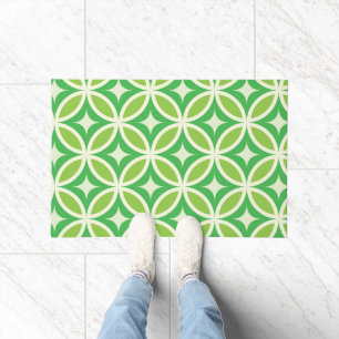 Mid Century Modern Green Starbursts on circles  Doormat