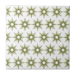 Mid-Century Modern Green & White Starburst Pattern Ceramic Tile<br><div class="desc">Mid-century modern inspired design featuring vintage pattern of retro green starbursts on a white background. Simple, clean modern design. Create your own custom pattern by uploading a new image, or use the "message" button to contact the designer for help. To create your own patterned design: 1. Select personalize this template....</div>