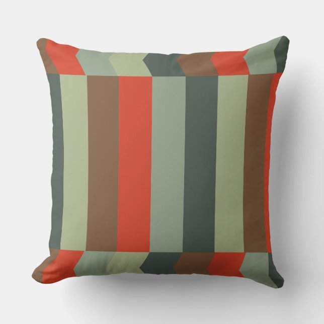 Mid-Century Modern Greens and orange  Throw Pillow (Front)