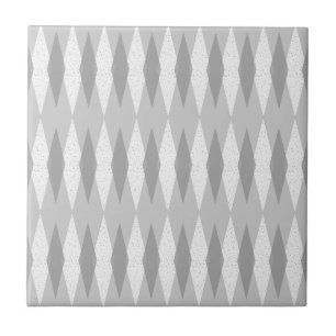 Mid Century Modern Grey Argyle Ceramic Tile