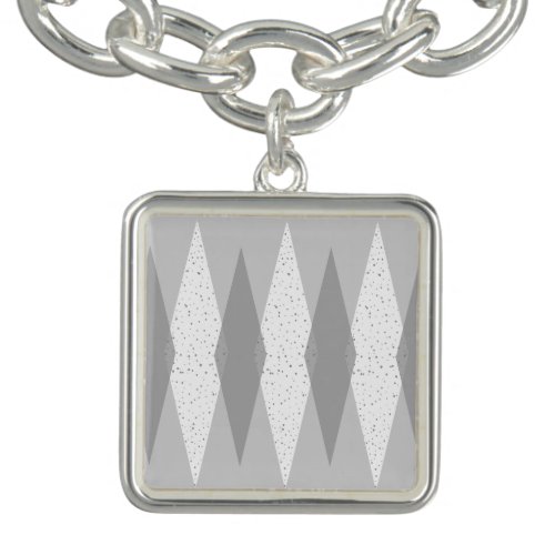 Mid Century Modern Grey Argyle Charm Bracelet