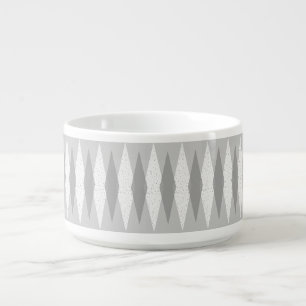 Mid Century Modern Grey Argyle Chili Bowl