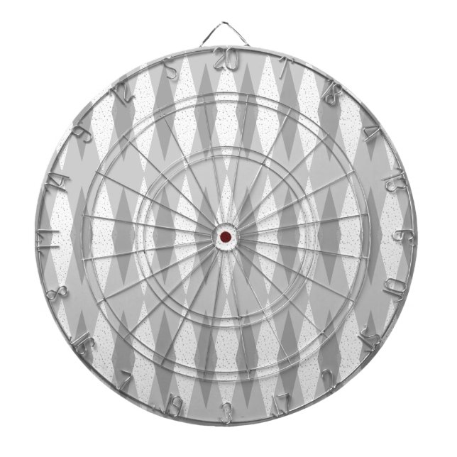 Mid Century Modern Grey Argyle Dart Board (Front)