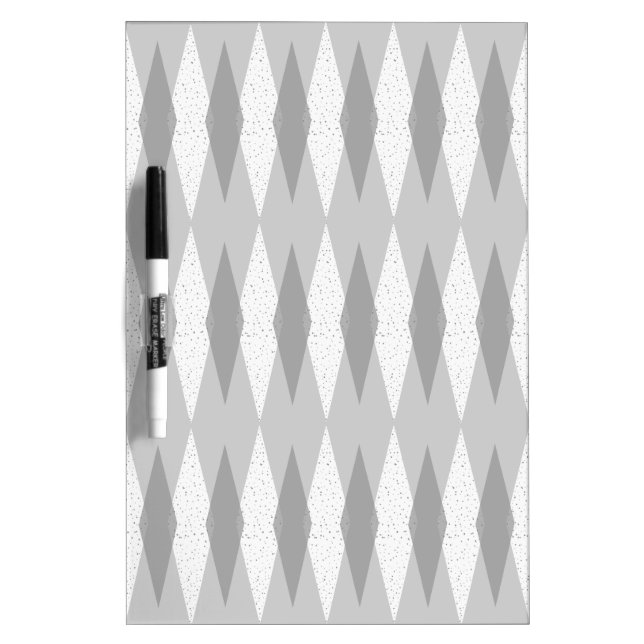 Mid Century Modern Grey Argyle Dry Erase Board (Front)