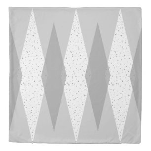Mid Century Modern Grey Argyle Duvet Cover
