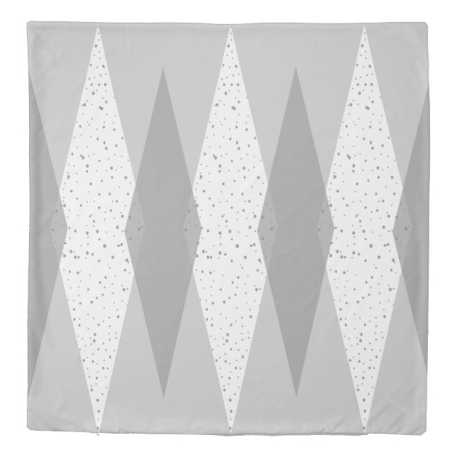 Mid Century Modern Grey Argyle Duvet Cover (Back)