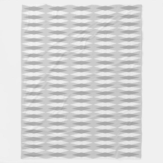 Mid Century Modern Grey Argyle Fleece Blanket (Front)