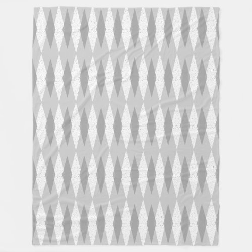 Mid Century Modern Grey Argyle Fleece Blanket