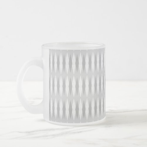 Mid Century Modern Grey Argyle Frosted Glass Mug