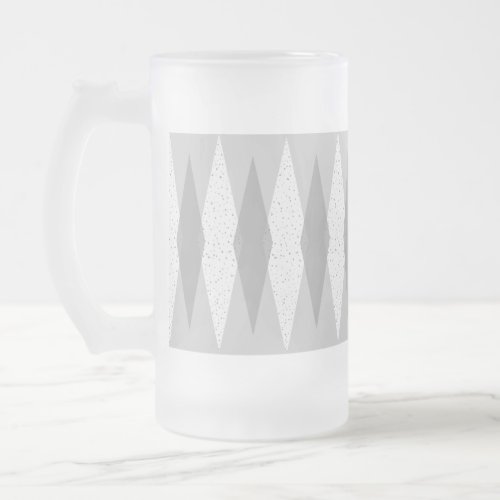 Mid Century Modern Grey Argyle Frosted Glass Mug