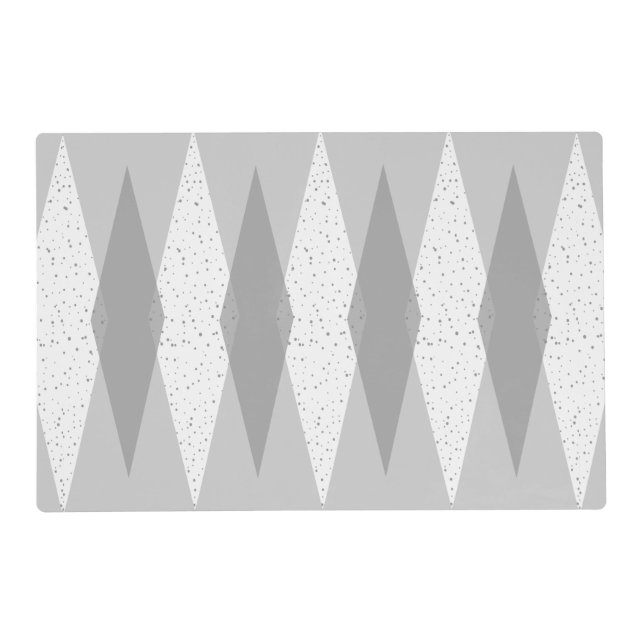 Mid Century Modern Grey Argyle Laminated Placemat (Front)