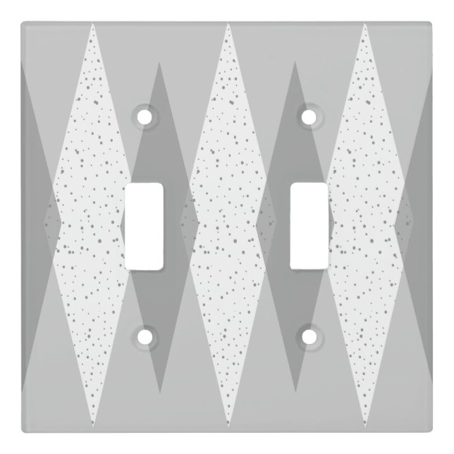 Mid Century Modern Grey Argyle Light Switch Cover (Front)
