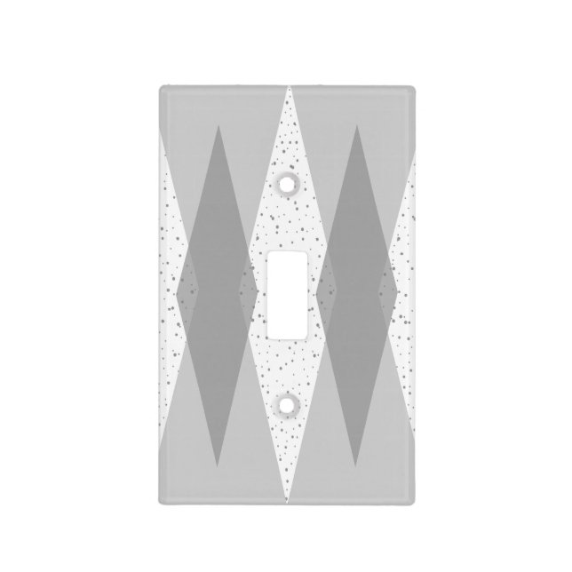 Mid Century Modern Grey Argyle Light Switch Cover (Front)