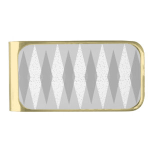 Mid Century Modern Grey Argyle Money Clip