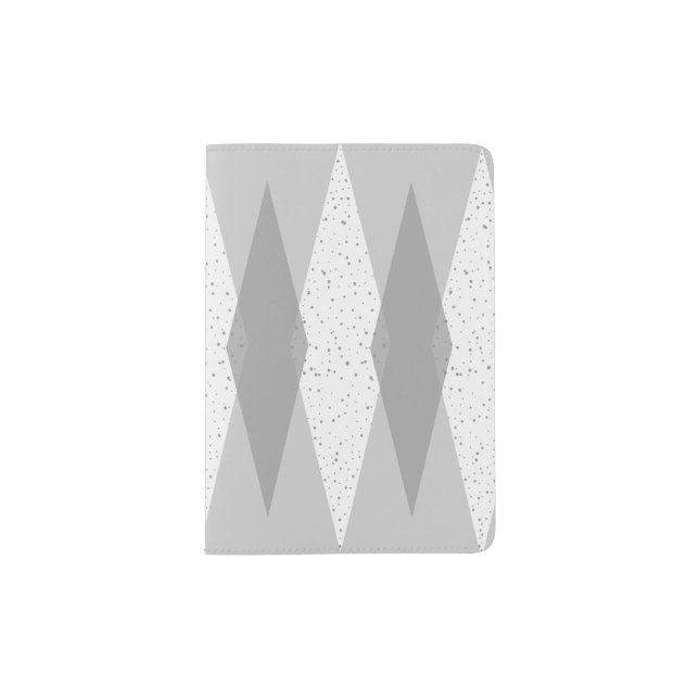 Mid Century Modern Grey Argyle Passport Holder (Front)