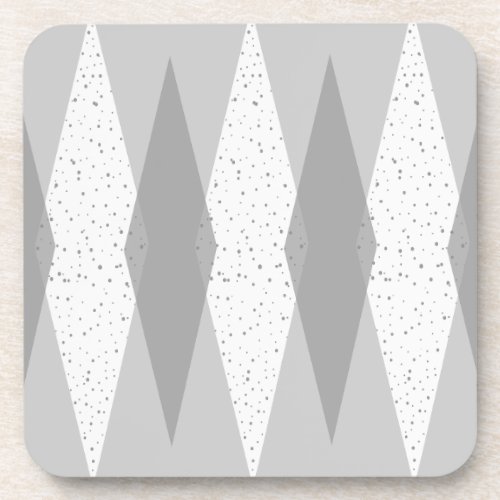 Mid Century Modern Grey Argyle Plastic Coasters