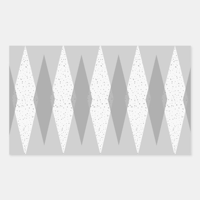 Mid Century Modern Grey Argyle Rectangle Stickers (Front)