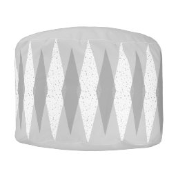 Mid Century Modern Grey Argyle Round Pouf