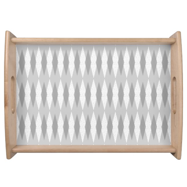 Mid Century Modern Grey Argyle Serving Tray (Front)