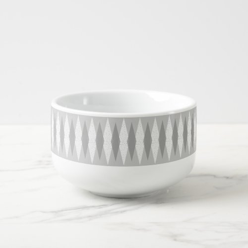 Mid Century Modern Grey Argyle Soup Mug