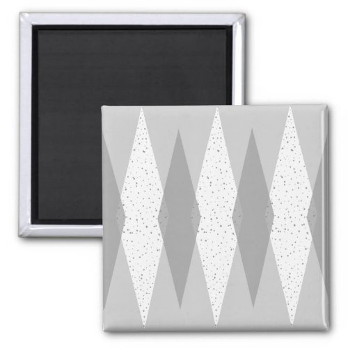 Mid Century Modern Grey Argyle Square Magnet