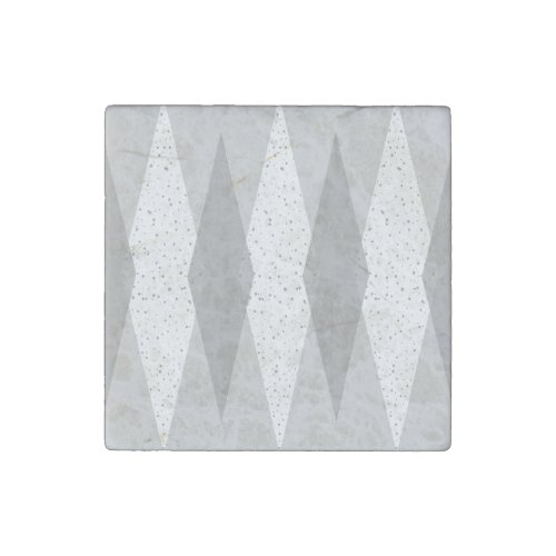 Mid Century Modern Grey Argyle Stone Magnet