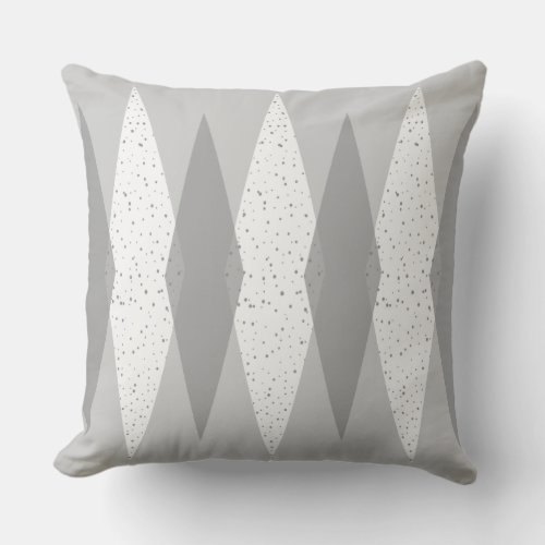 Mid Century Modern Grey Argyle Throw Pillow