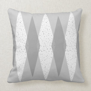 Mid Century Modern Grey Argyle Throw Pillow