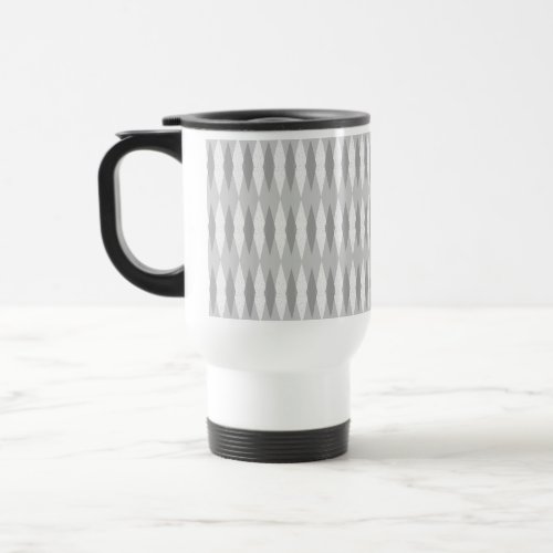 Mid Century Modern Grey Argyle Travel Mug