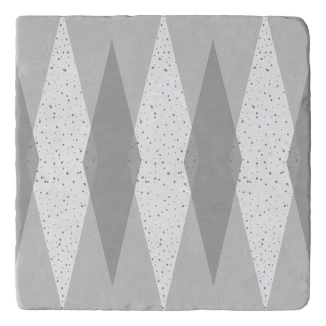 Mid Century Modern Grey Argyle Trivet (Front)