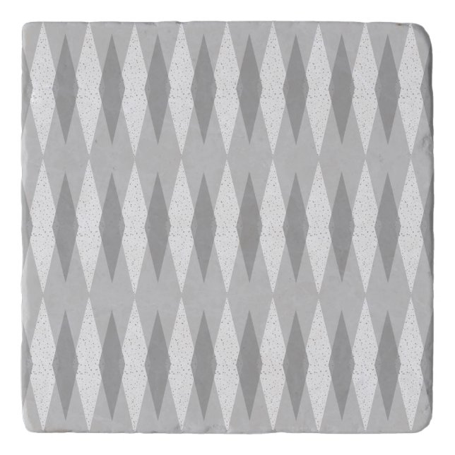 Mid Century Modern Grey Argyle Trivet (Front)