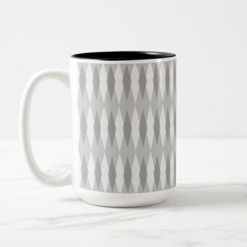 Mid Century Modern Grey Argyle Two_Tone Mug