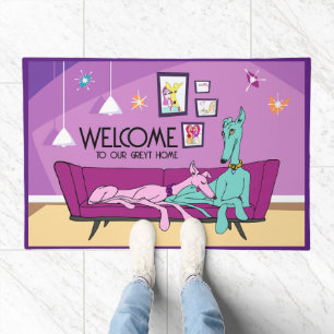 Mid Century Modern Greyhound Art Door Mat