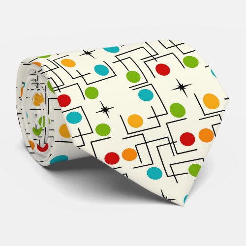 Mid-Century Modern Grid Pattern Yellow Neck Tie