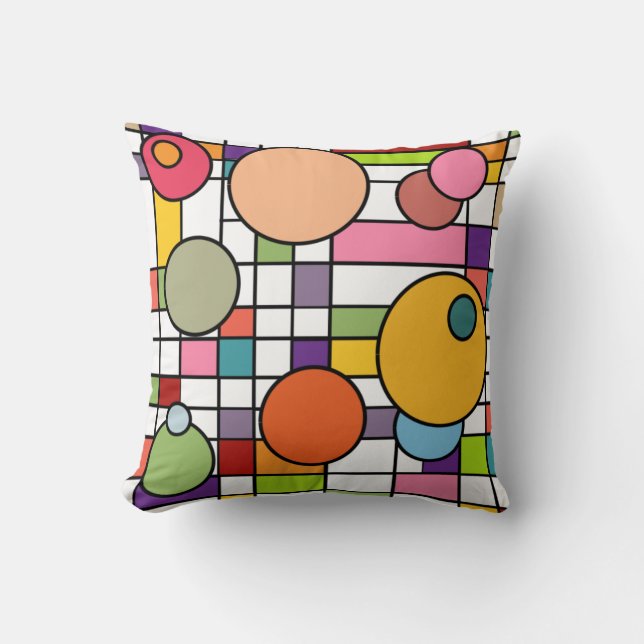 Mid-Century Modern Grid  Throw Pillow (Front)