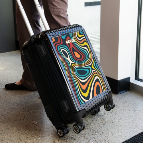 Mid_Century modern groovy wavy lines pattern Luggage