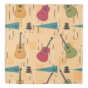 Mid Century Modern Guitar Duvet Cover