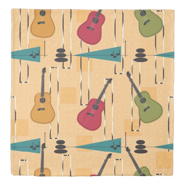 Mid Century Modern Guitar Duvet Cover (Front)