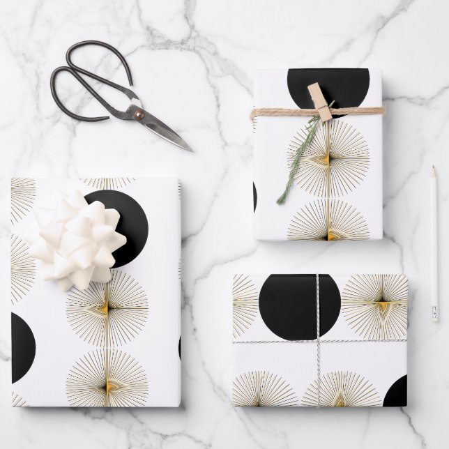 Mid Century Modern Half Circle Wrapping Paper Sheets (Front)