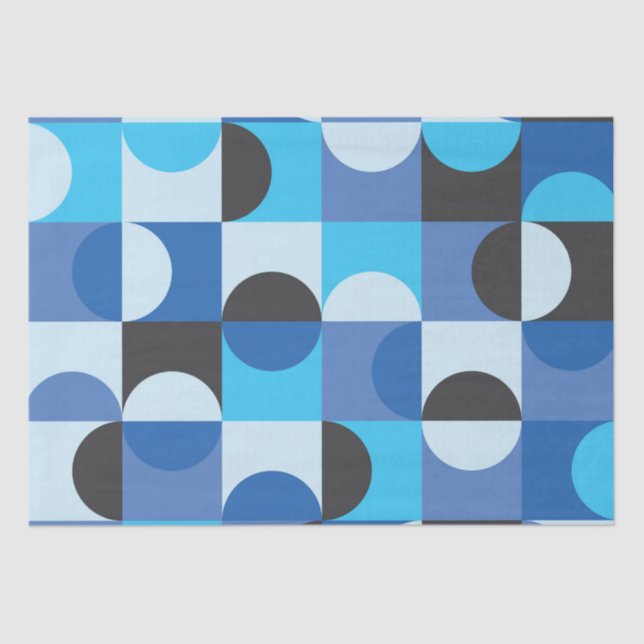  Mid Century Modern Half circles Blue Turqouise Tissue Paper (Front)
