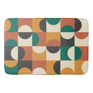Mid Century Modern Half Circles Green and Orange Bath Mat