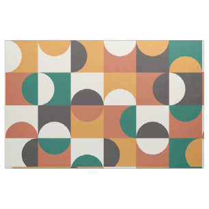 Mid Century Modern Half circles green and orange Fabric